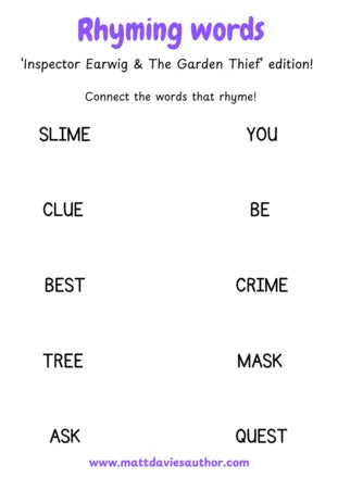 Inspector Earwig — Rhyming Words